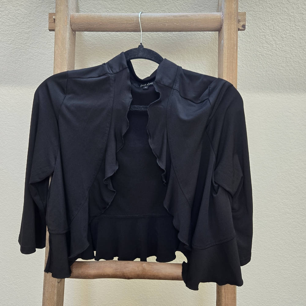 Black Ruffled Cardigan Shrug